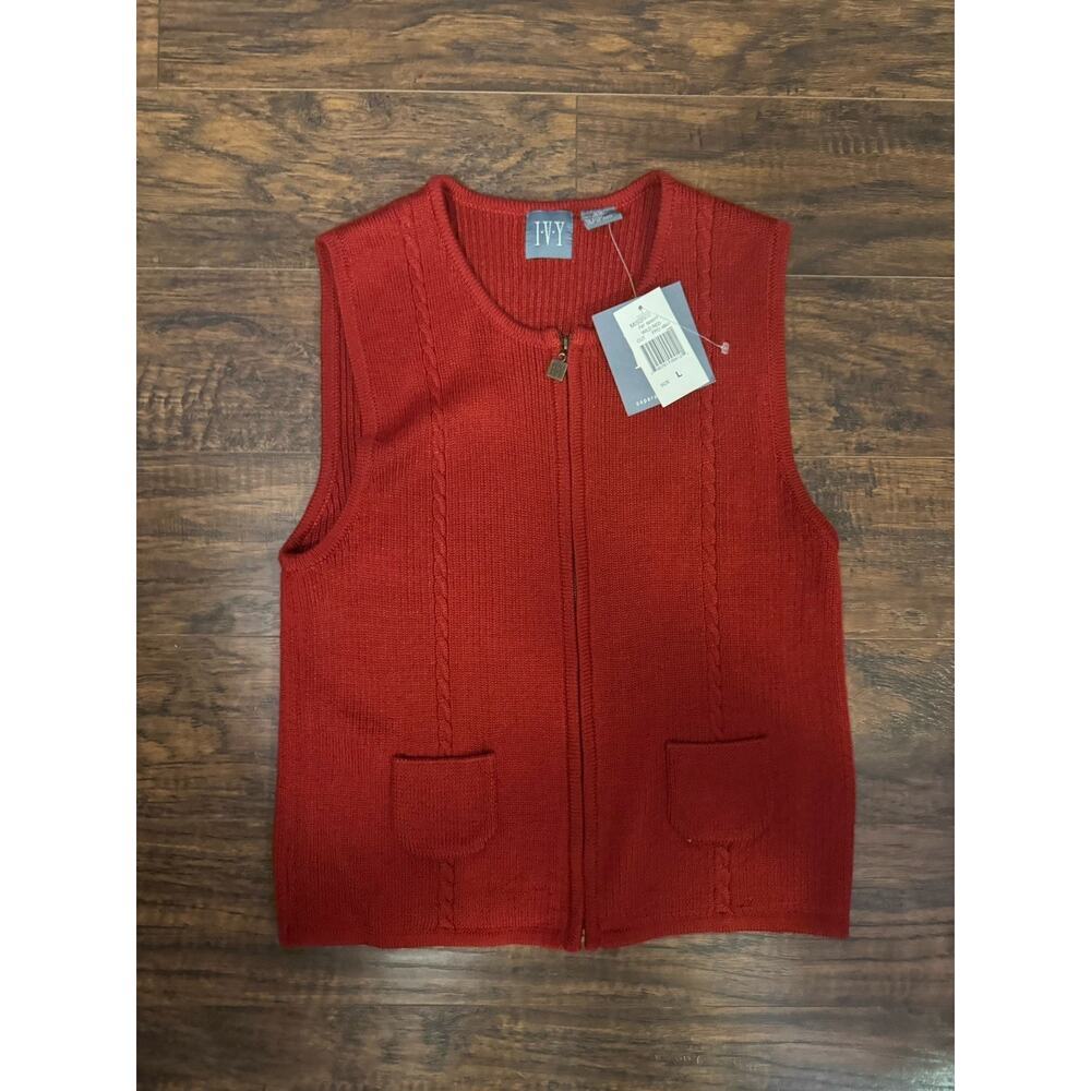 I.V.Y, Medium Red sweater vest Zip Up Sleeveless